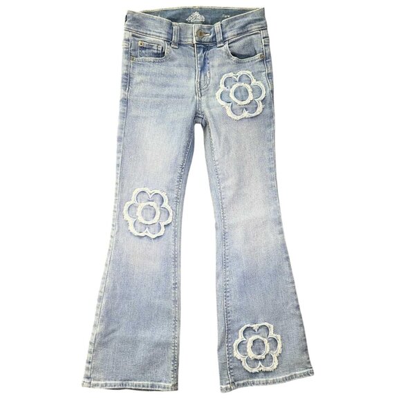 Girls‎ Embroidered Flowers Blue Jeans Size 7-NWT - Picture 1 of 6